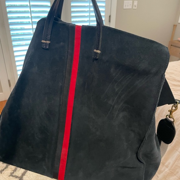 Clare V simple tote navy with red stripe - Picture 5 of 6
